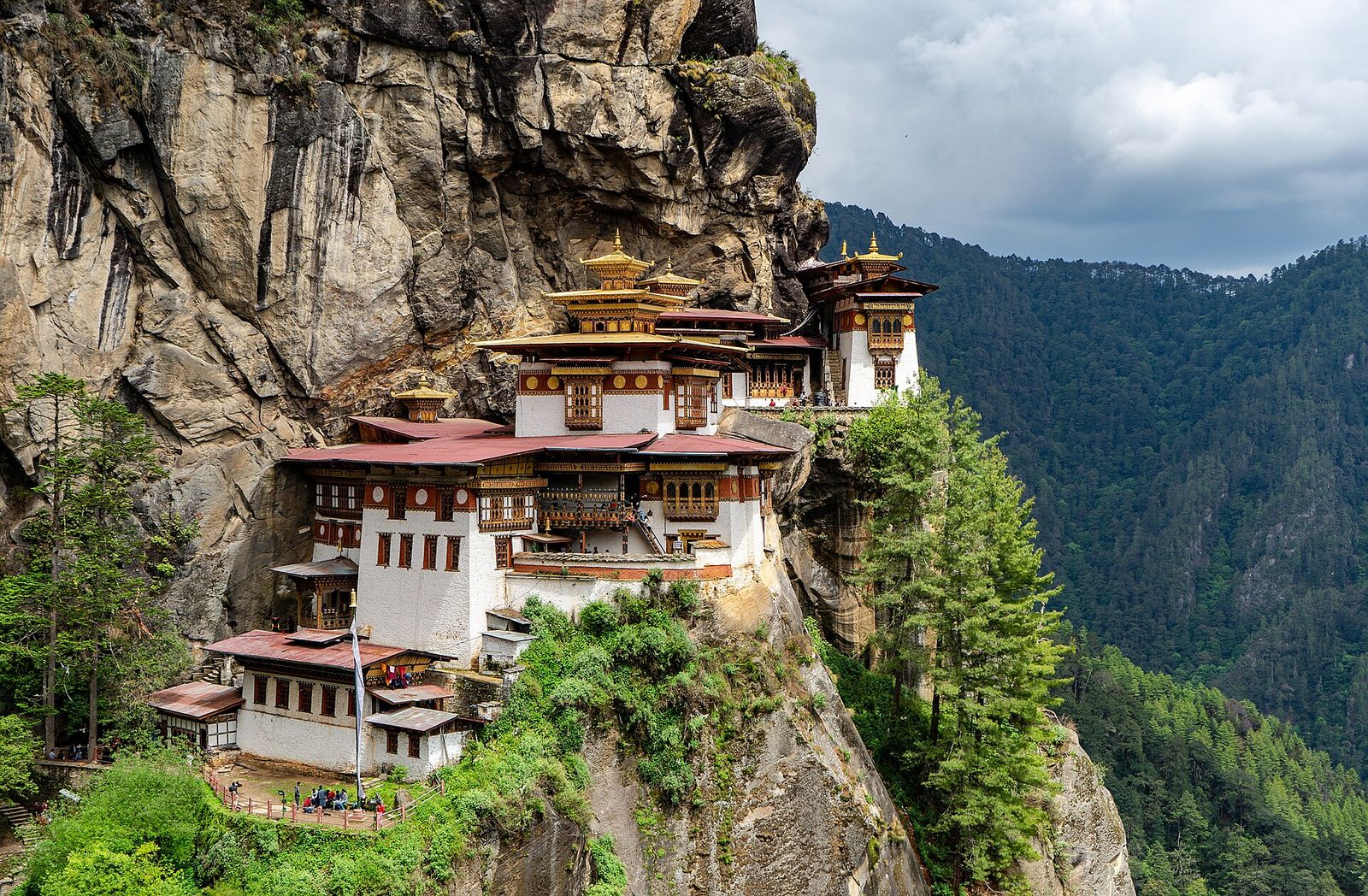 Tiger's Nest monastery clinging to a cliff above the Paro valley