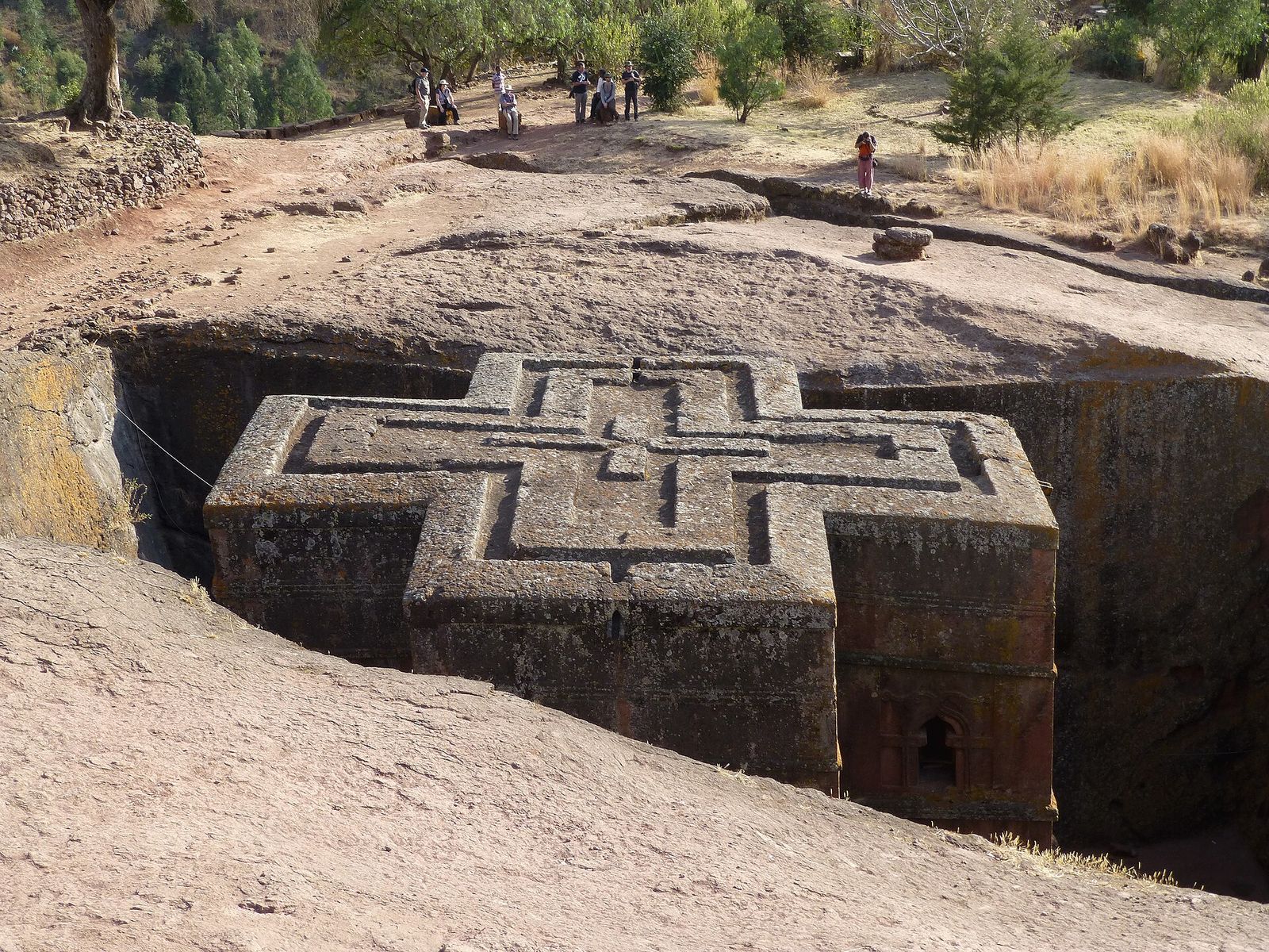 The cross-shaped rock-hewn church of Bete Giyorgis in Lalibela