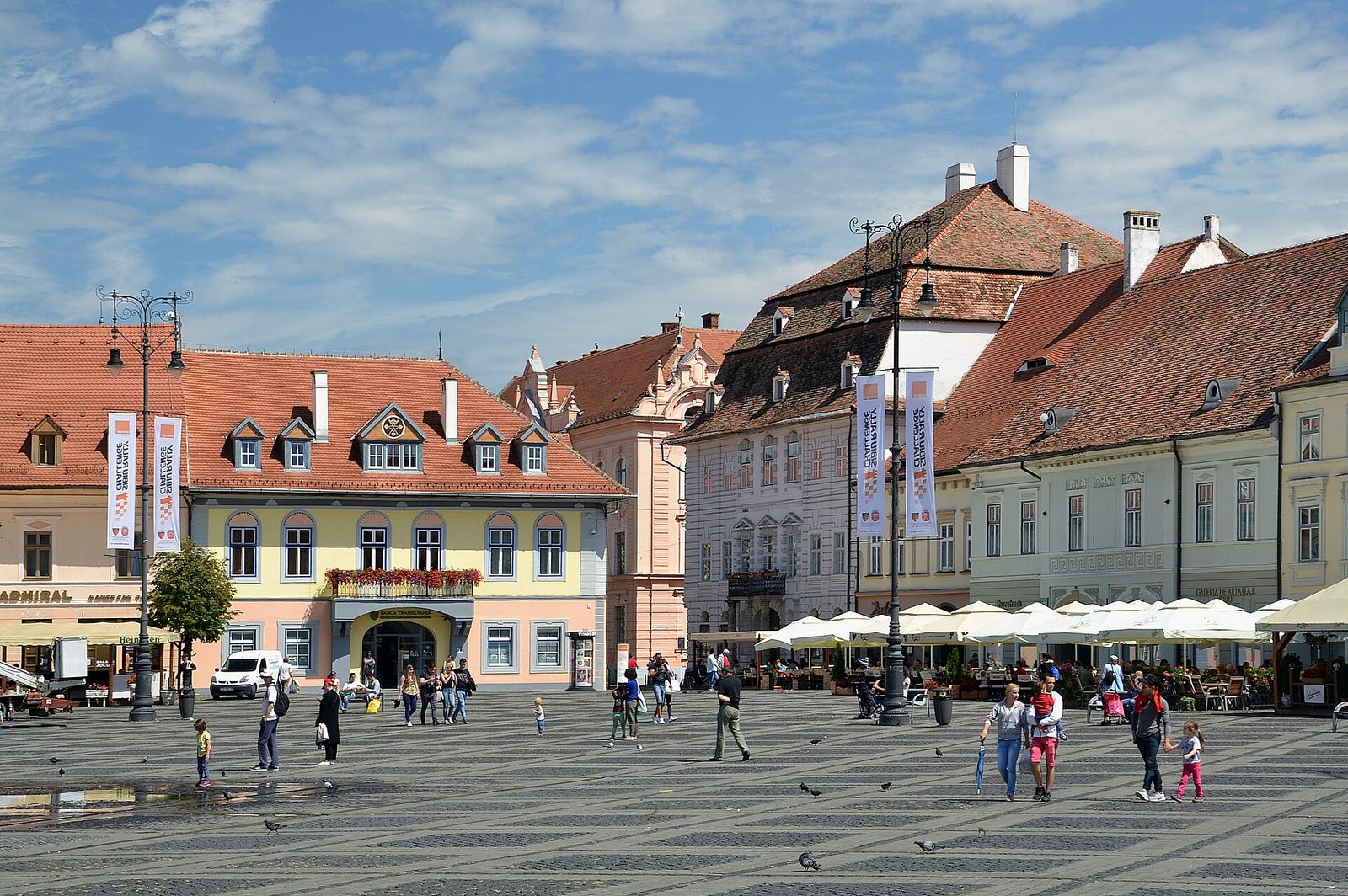 The main square of Sibiu on a bright summer day